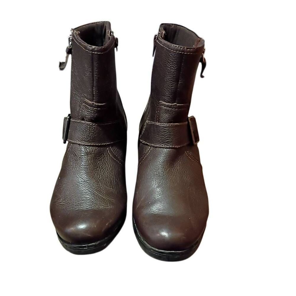 Clark's Women's Merrian Lynn Boots 8.5 Zip Sides Ankle Bootie Buckle Beauties - Picture 3 of 12